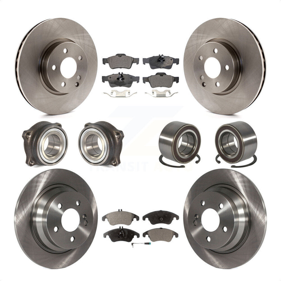 Front Rear Wheel Hub Bearings Assembly Disc Brake Rotors And Semi-Metallic Pads Kit (10Pc) For 2014-2016 Mercedes-Benz E250 AWD With 322mm Diameter Rotor KBB-106329 by Transit Auto