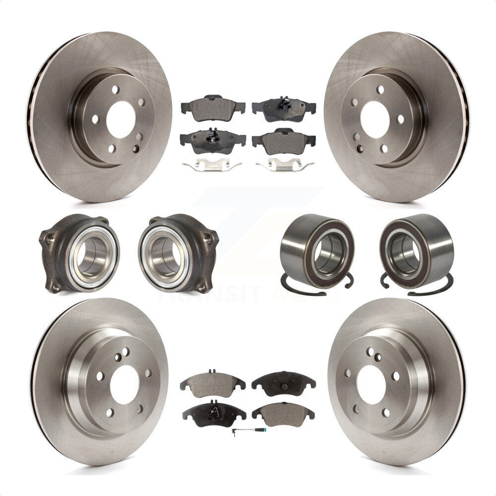 Front Rear Wheel Hub Bearings Assembly Disc Brake Rotors And Semi-Metallic Pads Kit (10Pc) For Mercedes-Benz E350 E400 With 322mm Diameter Rotor KBB-106330 by Transit Auto