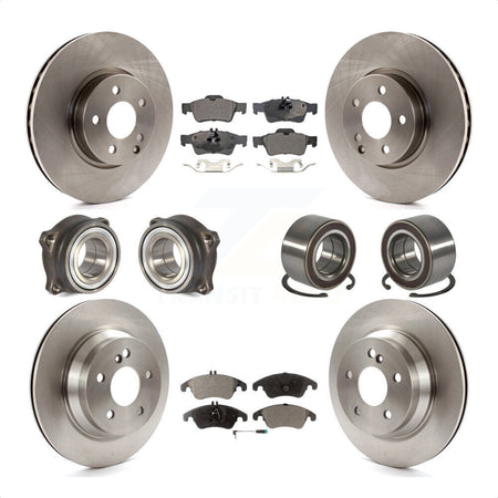 Front Rear Wheel Hub Bearings Assembly Disc Brake Rotors And Semi-Metallic Pads Kit (10Pc) For Mercedes-Benz E350 E400 With 322mm Diameter Rotor KBB-106330 by Transit Auto