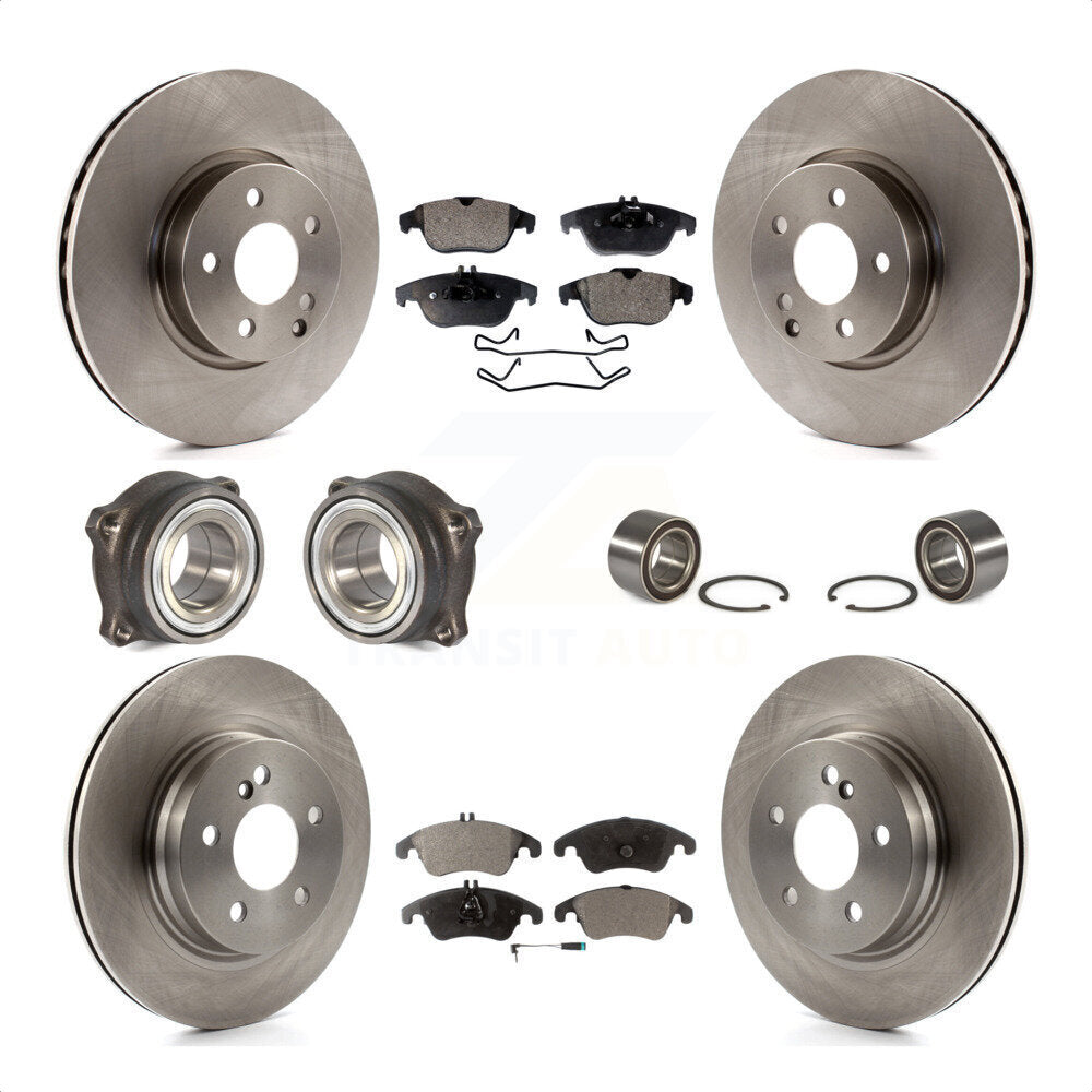 Front Rear Wheel Hub Bearings Assembly Disc Brake Rotors And Semi-Metallic Pads Kit (10Pc) For Mercedes-Benz E350 With 322mm Diameter Rotor KBB-106331 by Transit Auto