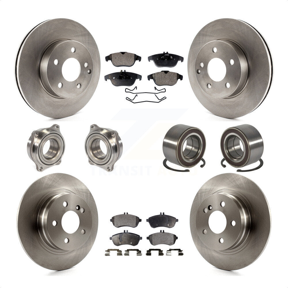 Front Rear Wheel Hub Bearings Assembly Disc Brake Rotors And Semi-Metallic Pads Kit (10Pc) For Mercedes-Benz C300 KBB-106332 by Transit Auto