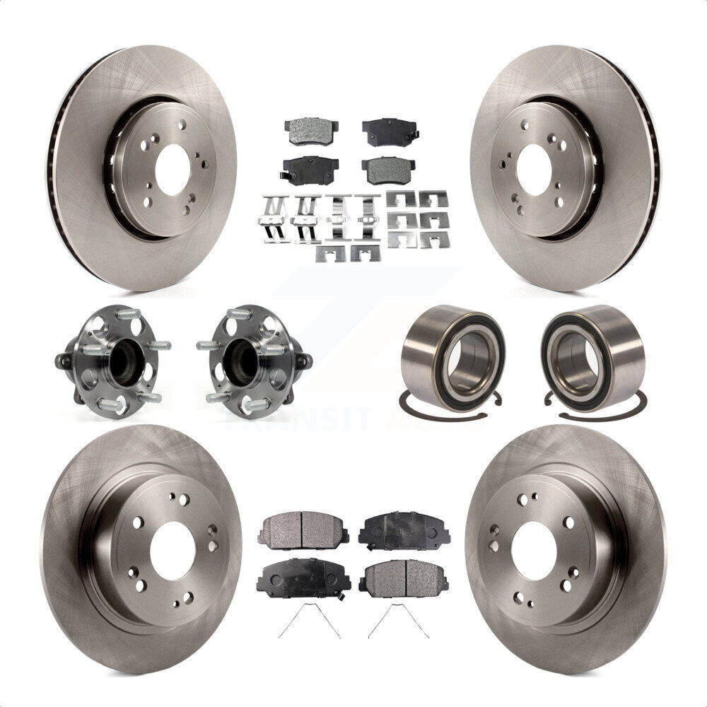 Front Rear Wheel Hub Bearings Assembly Disc Brake Rotors And Semi-Metallic Pads Kit (10Pc) For 2016 Acura ILX KBB-106416 by Transit Auto