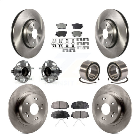 Front Rear Wheel Hub Bearings Assembly Disc Brake Rotors And Semi-Metallic Pads Kit (10Pc) For 2017-2018 Acura ILX KBB-106417 by Transit Auto