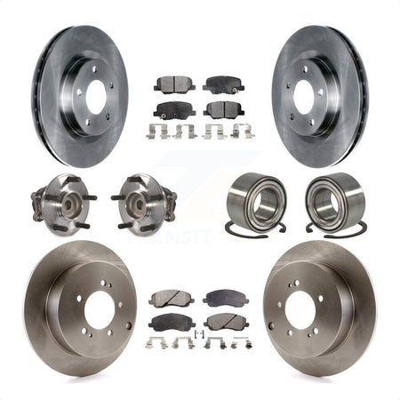Front Rear Wheel Hub Bearings Assembly Disc Brake Rotors And Semi-Metallic Pads Kit (10Pc) For 2013 Mitsubishi Outlander FWD with 3.0L KBB-106426 by Transit Auto