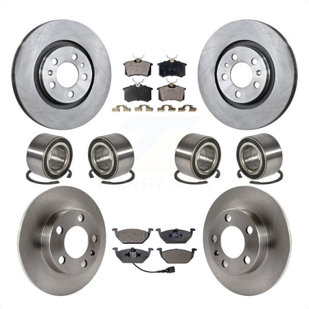 Front Rear Wheel Bearings Disc Brake Rotors And Semi-Metallic Pads Kit (10Pc) For 2004 Volkswagen Golf 2.0L 1.9L KBB-106443 by Transit Auto