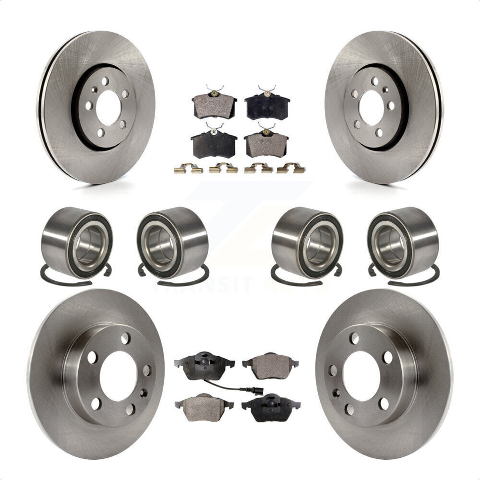 Front Rear Wheel Bearings Disc Brake Rotors And Semi-Metallic Pads Kit (10Pc) For 2004 Volkswagen Golf 2.8L 1.8L KBB-106444 by Transit Auto