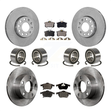 Front Rear Wheel Bearings Disc Brake Rotors And Semi-Metallic Pads Kit (10Pc) For 1999 Volkswagen Passat FWD with 2.8L From Chassis VIN #3BX124708 KBB-106447 by Transit Auto