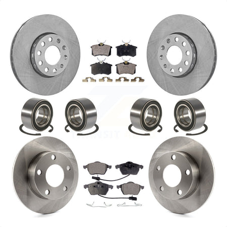 Front Rear Wheel Bearings Disc Brake Rotors And Semi-Metallic Pads Kit (10Pc) For 2000 Volkswagen Passat 2.8L with Naturally Aspirated KBB-106449 by Transit Auto