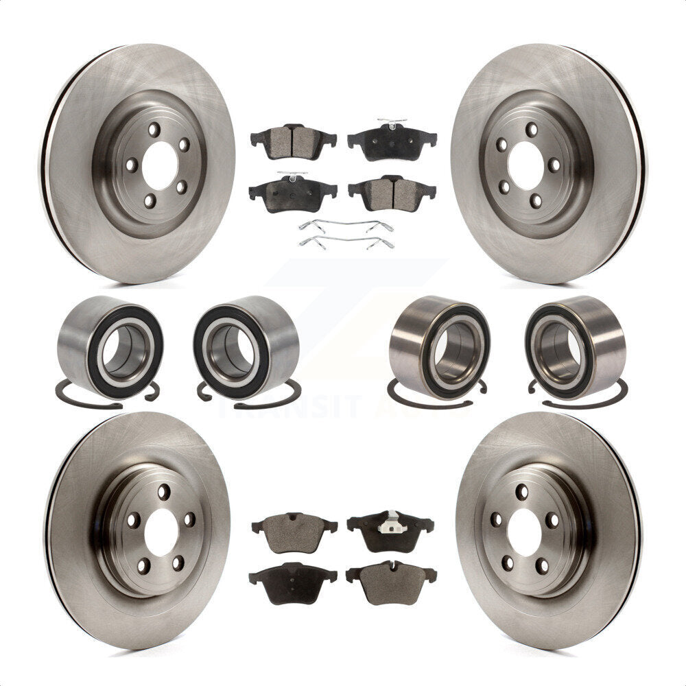 Front Rear Wheel Bearings Disc Brake Rotors And Semi-Metallic Pads Kit (10Pc) For 2015-2015 Jaguar XF XK KBB-106468 by Transit Auto