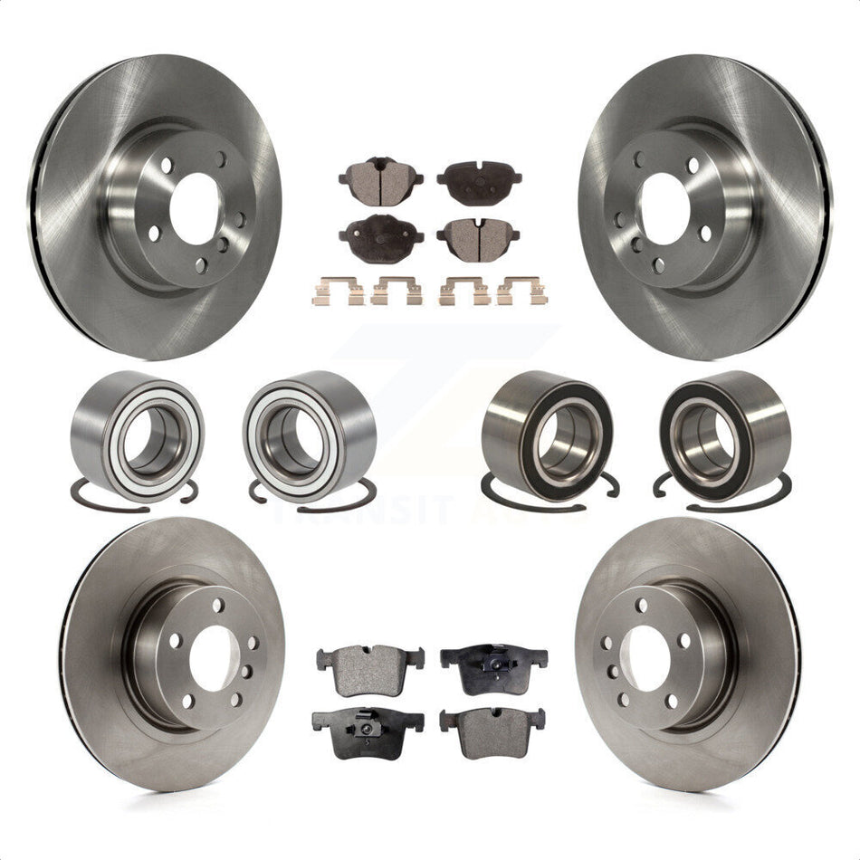 Front Rear Wheel Bearings Disc Brake Rotors And Semi-Metallic Pads Kit (10Pc) For BMW X3 KBB-106471 by Transit Auto