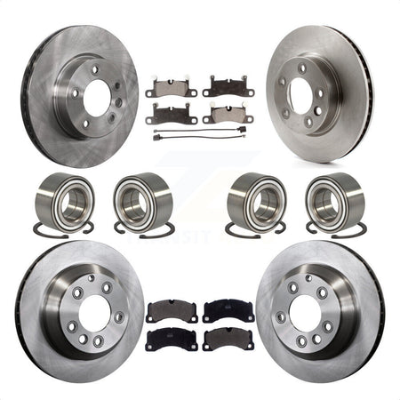 Front Rear Wheel Bearings Disc Brake Rotors And Semi-Metallic Pads Kit (10Pc) For 2016-2017 Volkswagen Touareg KBB-106504 by Transit Auto