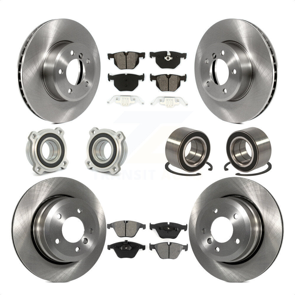 Front Rear Wheel Hub Bearings Assembly Disc Brake Rotors And Semi-Metallic Pads Kit (10Pc) For BMW 535xi 535i xDrive 525xi KBB-106595 by Transit Auto