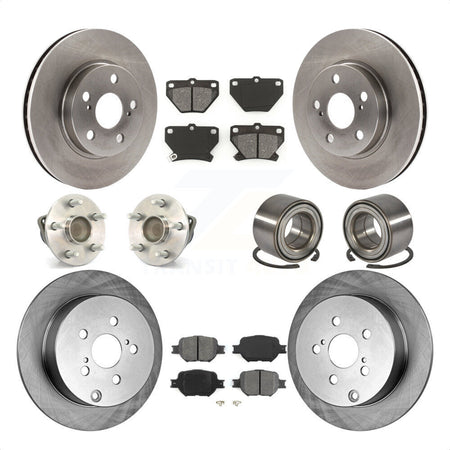 Front Rear Wheel Hub Bearings Assembly Disc Brake Rotors And Semi-Metallic Pads Kit (10Pc) For 2001 Toyota Celica GT with 4-Wheel ABS KBB-106654 by Transit Auto