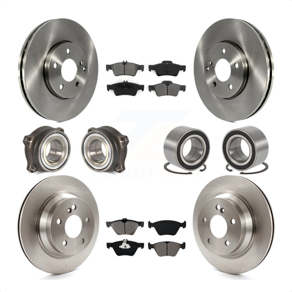Front Rear Wheel Hub Bearings Assembly Disc Brake Rotors And Semi-Metallic Pads Kit (10Pc) For Mercedes-Benz E350 E320 KBB-106732 by Transit Auto