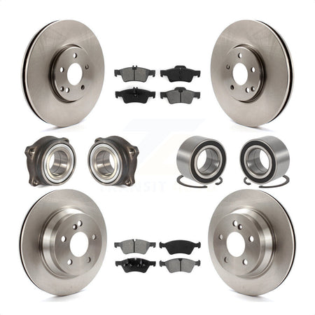 Front Rear Wheel Hub Bearings Assembly Disc Brake Rotors And Semi-Metallic Pads Kit (10Pc) For Mercedes-Benz E550 4Matic with AWD KBB-106733 by Transit Auto