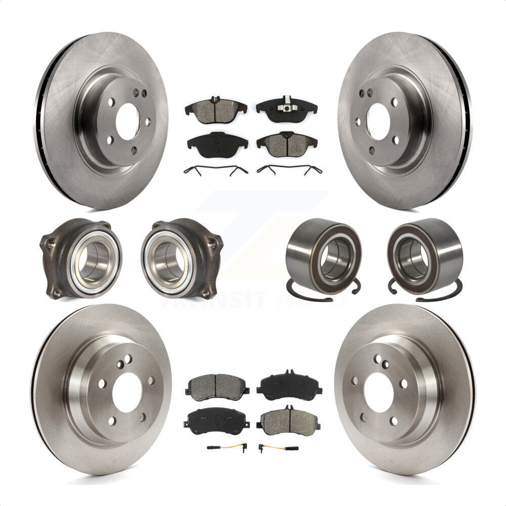Front Rear Wheel Hub Bearings Assembly Disc Brake Rotors And Semi-Metallic Pads Kit (10Pc) For Mercedes-Benz GLK350 GLK250 KBB-106735 by Transit Auto