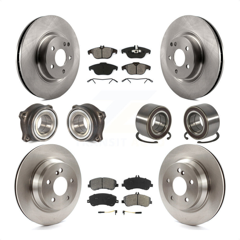 Front Rear Wheel Hub Bearings Assembly Disc Brake Rotors And Semi-Metallic Pads Kit (10Pc) For Mercedes-Benz GLK350 GLK250 KBB-106735 by Transit Auto