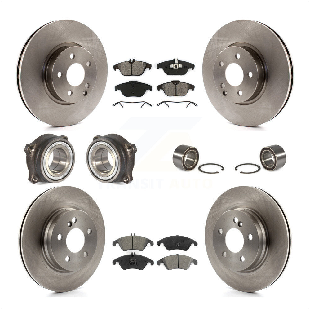 Front Rear Wheel Hub Bearings Assembly Disc Brake Rotors And Semi-Metallic Pads Kit (10Pc) For Mercedes-Benz E350 With 322mm Diameter Rotor KBB-106739 by Transit Auto