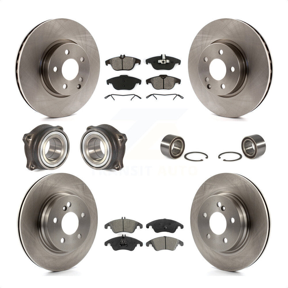 Front Rear Wheel Hub Bearings Assembly Disc Brake Rotors And Semi-Metallic Pads Kit (10Pc) For Mercedes-Benz E350 With 322mm Diameter Rotor KBB-106739 by Transit Auto