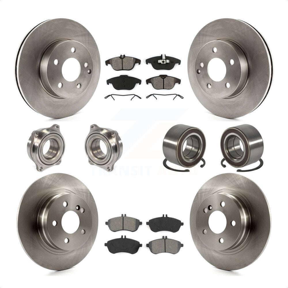 Front Rear Wheel Hub Bearings Assembly Disc Brake Rotors And Semi-Metallic Pads Kit (10Pc) For Mercedes-Benz C300 KBB-106740 by Transit Auto