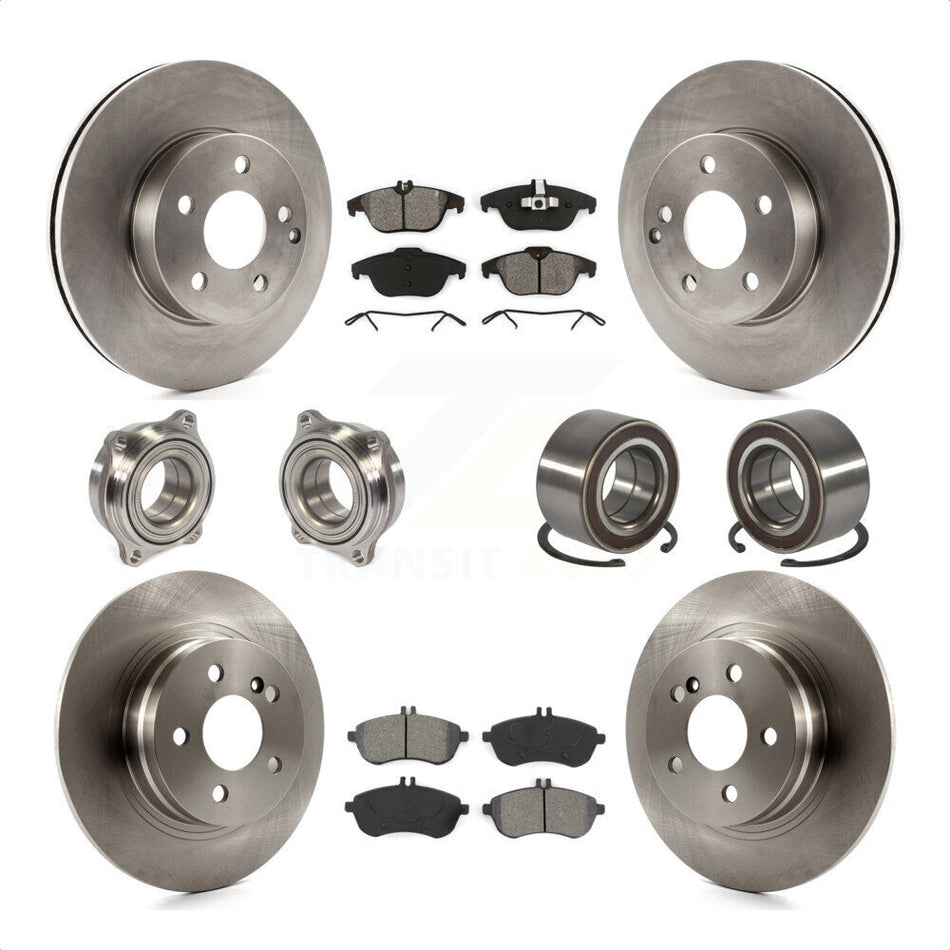 Front Rear Wheel Hub Bearings Assembly Disc Brake Rotors And Semi-Metallic Pads Kit (10Pc) For Mercedes-Benz C300 KBB-106740 by Transit Auto