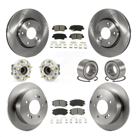 Front Rear Wheel Hub Bearings Assembly Disc Brake Rotors And Semi-Metallic Pads Kit (10Pc) For 2010 Hyundai Sonata 2.4L KBB-106755 by Transit Auto