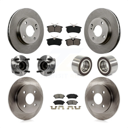 Front Rear Wheel Hub Bearings Assembly Disc Brake Rotors And Semi-Metallic Pads Kit (10Pc) For 2014-2018 Ford Fiesta S Titanium SE KBB-106794 by Transit Auto