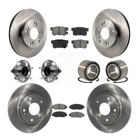 Front Rear Wheel Hub Bearings Assembly Disc Brake Rotors And Semi-Metallic Pads Kit (10Pc) For 2013-2014 Honda Civic LX with Manual transmission KBB-106811 by Transit Auto