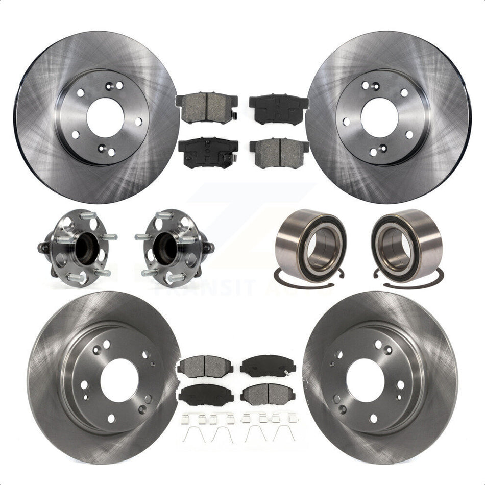 Front Rear Wheel Hub Bearings Assembly Disc Brake Rotors And Semi-Metallic Pads Kit (10Pc) For 2015 Acura ILX 2.0L KBB-106812 by Transit Auto