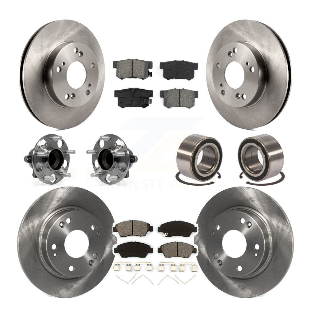 Front Rear Wheel Hub Bearings Assembly Disc Brake Rotors And Semi-Metallic Pads Kit (10Pc) For 2015 Acura ILX 1.5L KBB-106814 by Transit Auto