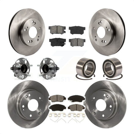 Front Rear Wheel Hub Bearings Assembly Disc Brake Rotors And Semi-Metallic Pads Kit (10Pc) For 2015 Acura ILX 1.5L KBB-106814 by Transit Auto