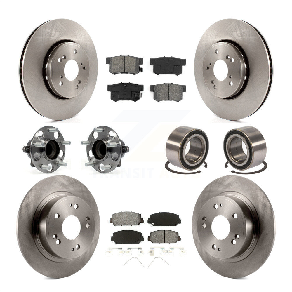 Front Rear Wheel Hub Bearings Assembly Disc Brake Rotors And Semi-Metallic Pads Kit (10Pc) For 2016 Acura ILX KBB-106816 by Transit Auto