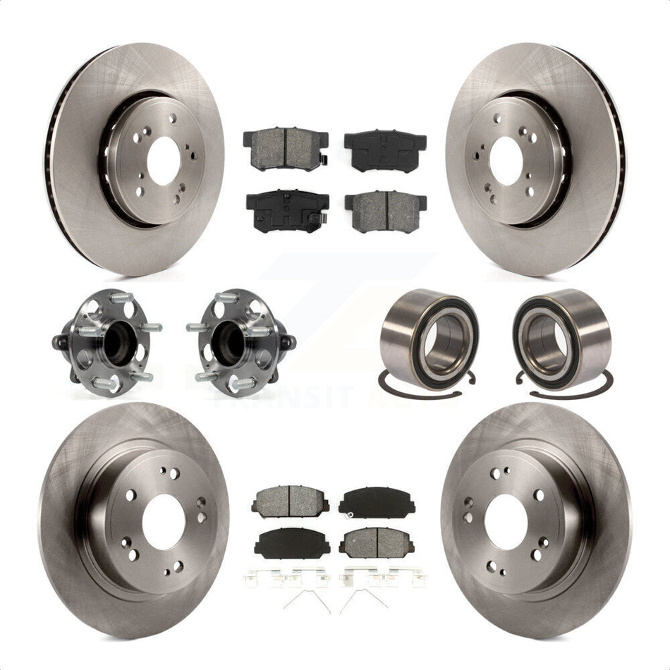 Front Rear Wheel Hub Bearings Assembly Disc Brake Rotors And Semi-Metallic Pads Kit (10Pc) For 2016 Acura ILX KBB-106816 by Transit Auto