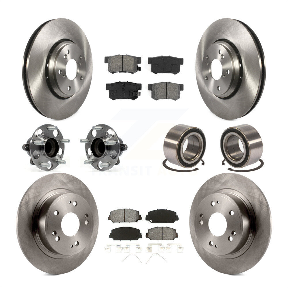Front Rear Wheel Hub Bearings Assembly Disc Brake Rotors And Semi-Metallic Pads Kit (10Pc) For 2017-2018 Acura ILX KBB-106817 by Transit Auto
