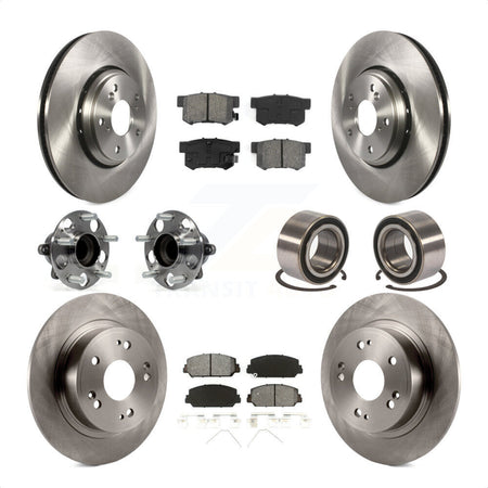 Front Rear Wheel Hub Bearings Assembly Disc Brake Rotors And Semi-Metallic Pads Kit (10Pc) For 2017-2018 Acura ILX KBB-106817 by Transit Auto
