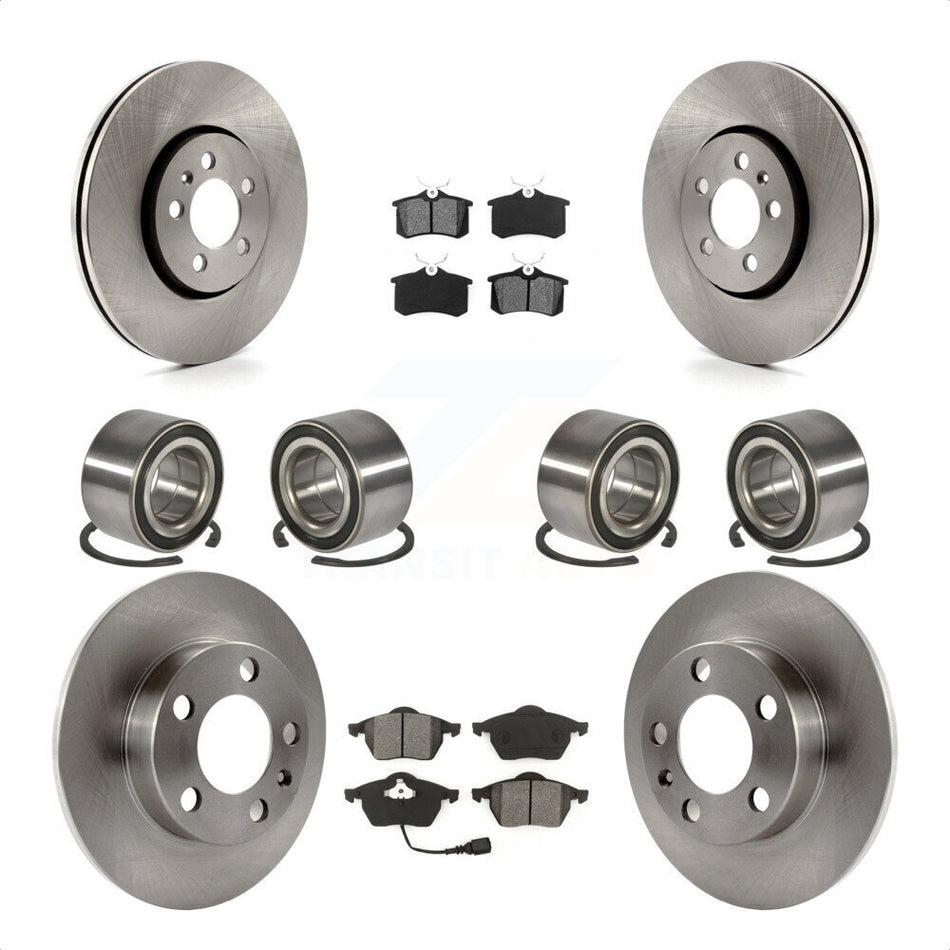 Front Rear Wheel Bearings Disc Brake Rotors And Semi-Metallic Pads Kit (10Pc) For 2004 Volkswagen Golf 2.8L 1.8L KBB-106848 by Transit Auto