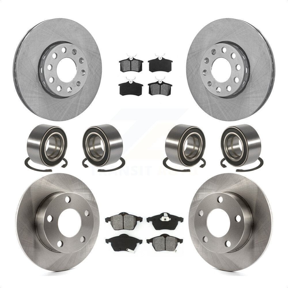 Front Rear Wheel Bearings Disc Brake Rotors And Semi-Metallic Pads Kit (10Pc) For 1999 Volkswagen Passat AWD with 2.8L From Chassis VIN #3BX124708 KBB-106852 by Transit Auto