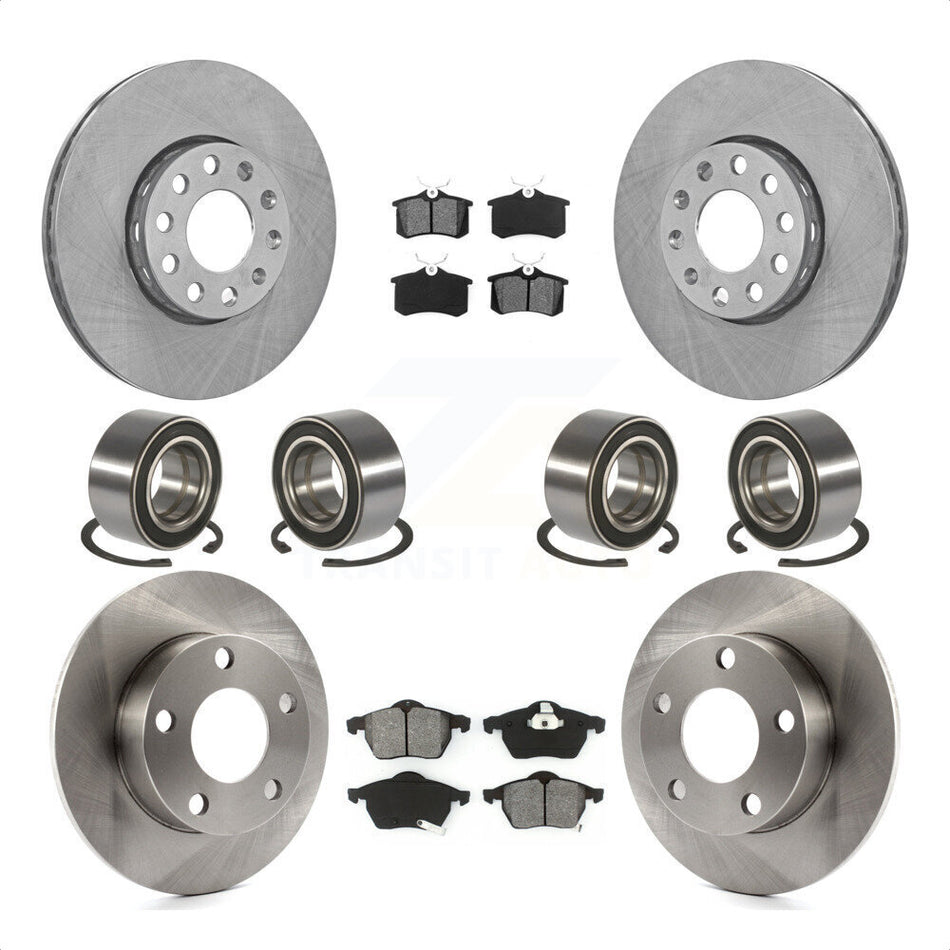 Front Rear Wheel Bearings Disc Brake Rotors And Semi-Metallic Pads Kit (10Pc) For 1999 Volkswagen Passat AWD with 2.8L From Chassis VIN #3BX124708 KBB-106852 by Transit Auto