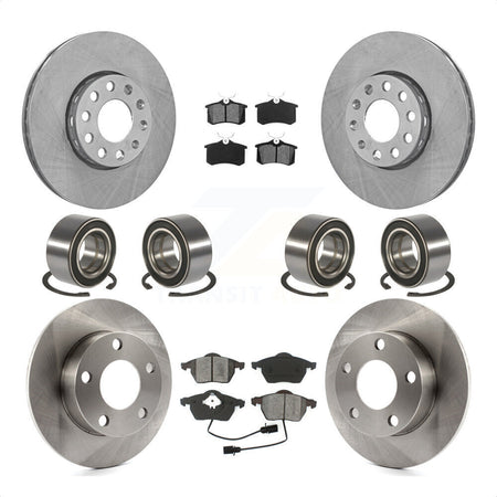 Front Rear Wheel Bearings Disc Brake Rotors And Semi-Metallic Pads Kit (10Pc) For 2000 Volkswagen Passat 2.8L with Naturally Aspirated KBB-106853 by Transit Auto