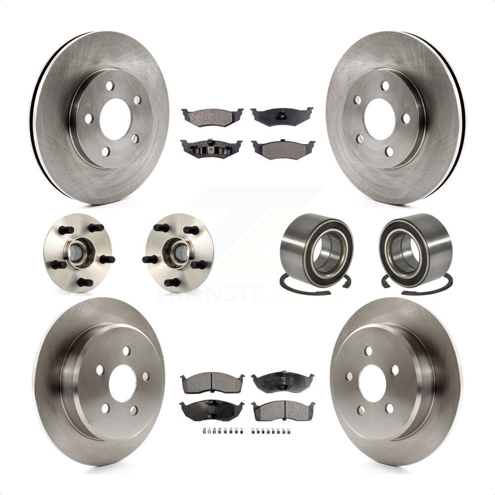 Front Rear Wheel Hub Bearings Assembly Disc Brake Rotors And Ceramic Pads Kit (10Pc) For Dodge Neon Chrysler KBB-106926 by Transit Auto