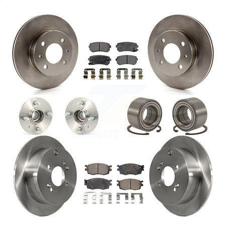 Front Rear Wheel Hub Bearings Assembly Disc Brake Rotors And Ceramic Pads Kit (10Pc) For 2006 Hyundai Accent Hatchback with Non-ABS KBB-106981 by Transit Auto