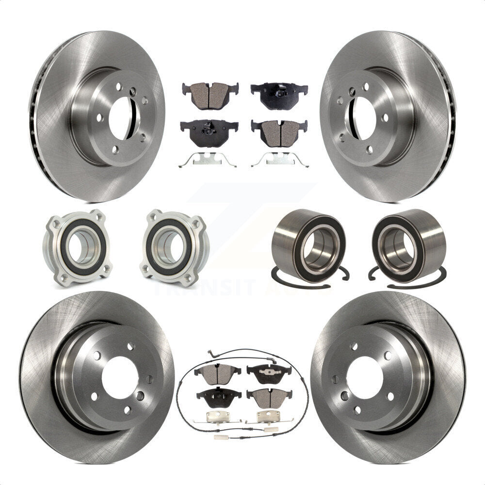 Front Rear Wheel Hub Bearings Assembly Disc Brake Rotors And Ceramic Pads Kit (10Pc) For BMW 535xi 535i xDrive 525xi KBB-106998 by Transit Auto