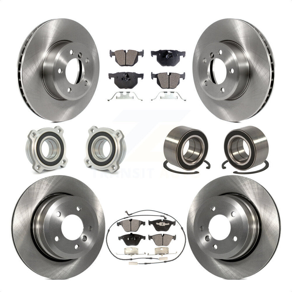 Front Rear Wheel Hub Bearings Assembly Disc Brake Rotors And Ceramic Pads Kit (10Pc) For BMW 535xi 535i xDrive 525xi KBB-106998 by Transit Auto