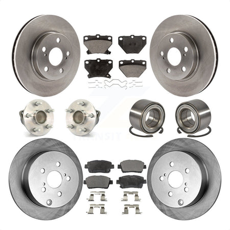 Front Rear Wheel Hub Bearings Assembly Disc Brake Rotors And Ceramic Pads Kit (10Pc) For 2000 Toyota Celica GT with 4-Wheel ABS KBB-107055 by Transit Auto