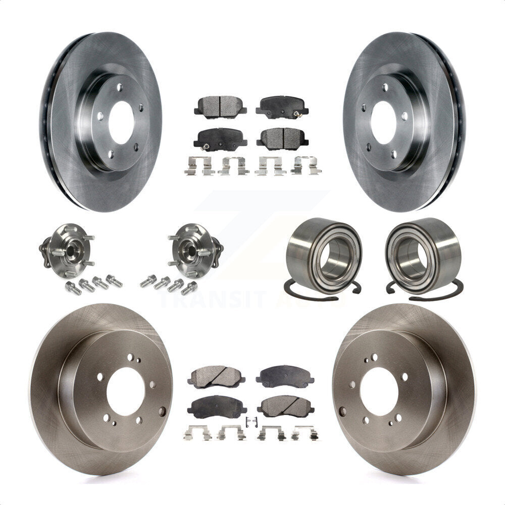 Front Rear Wheel Hub Bearings Assembly Disc Brake Rotors And Ceramic Pads Kit (10Pc) For 2013 Mitsubishi Outlander AWD with 3.0L Without 7 Passenger Seating KBB-107105 by Transit Auto