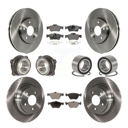 Front Rear Wheel Hub Bearings Assembly Disc Brake Rotors And Ceramic Pads Kit (10Pc) For Mercedes-Benz E320 With Solid Rotor KBB-107131 by Transit Auto