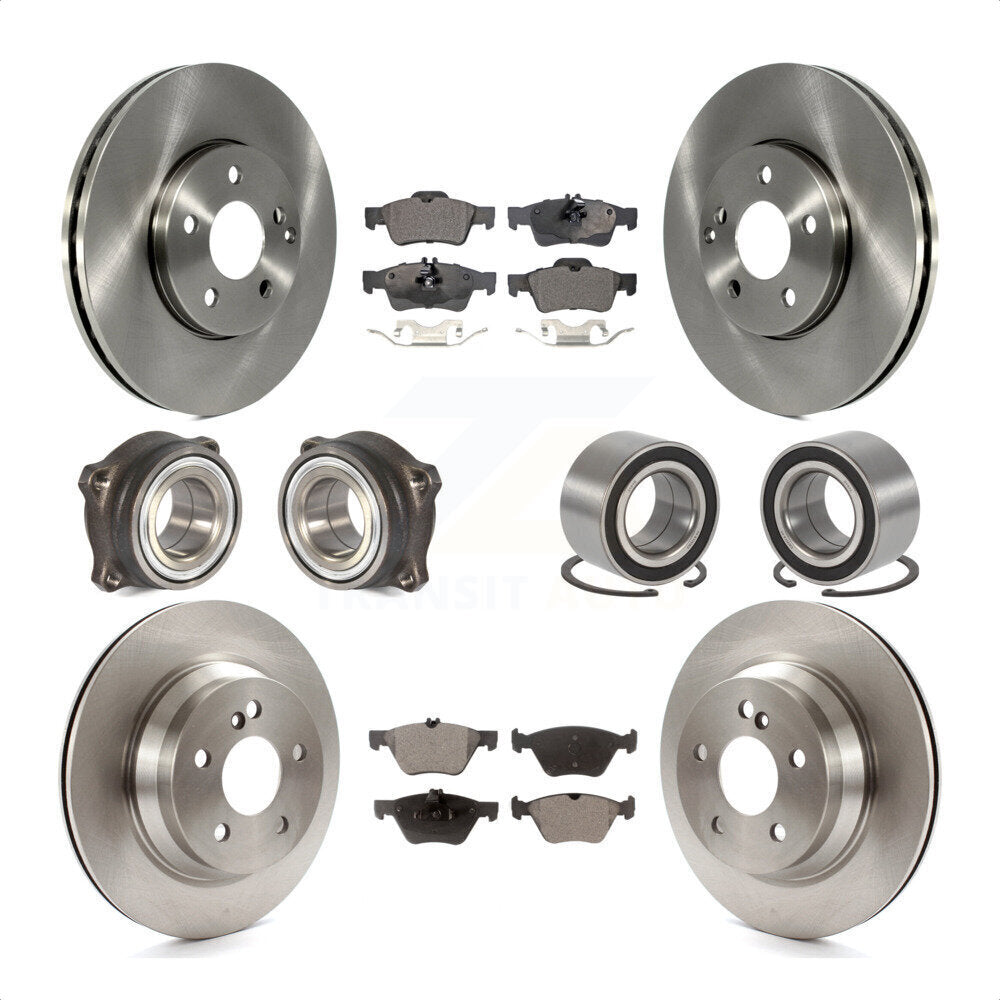 Front Rear Wheel Hub Bearings Assembly Disc Brake Rotors And Ceramic Pads Kit (10Pc) For Mercedes-Benz E350 E320 KBB-107132 by Transit Auto