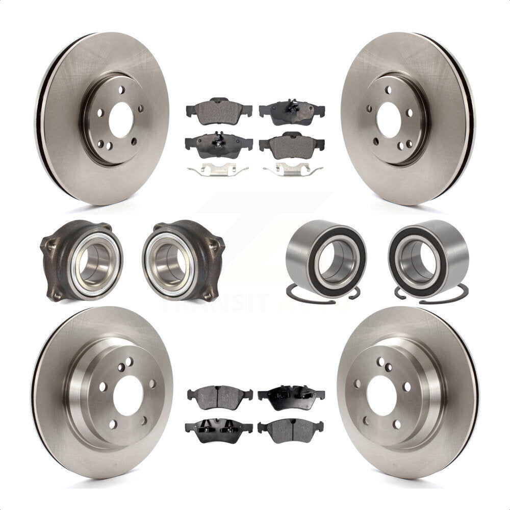 Front Rear Wheel Hub Bearings Assembly Disc Brake Rotors And Ceramic Pads Kit (10Pc) For Mercedes-Benz E550 4Matic with AWD KBB-107133 by Transit Auto