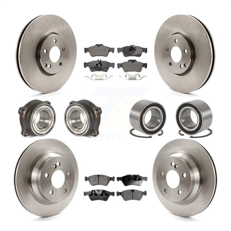 Front Rear Wheel Hub Bearings Assembly Disc Brake Rotors And Ceramic Pads Kit (10Pc) For Mercedes-Benz E550 4Matic with AWD KBB-107133 by Transit Auto