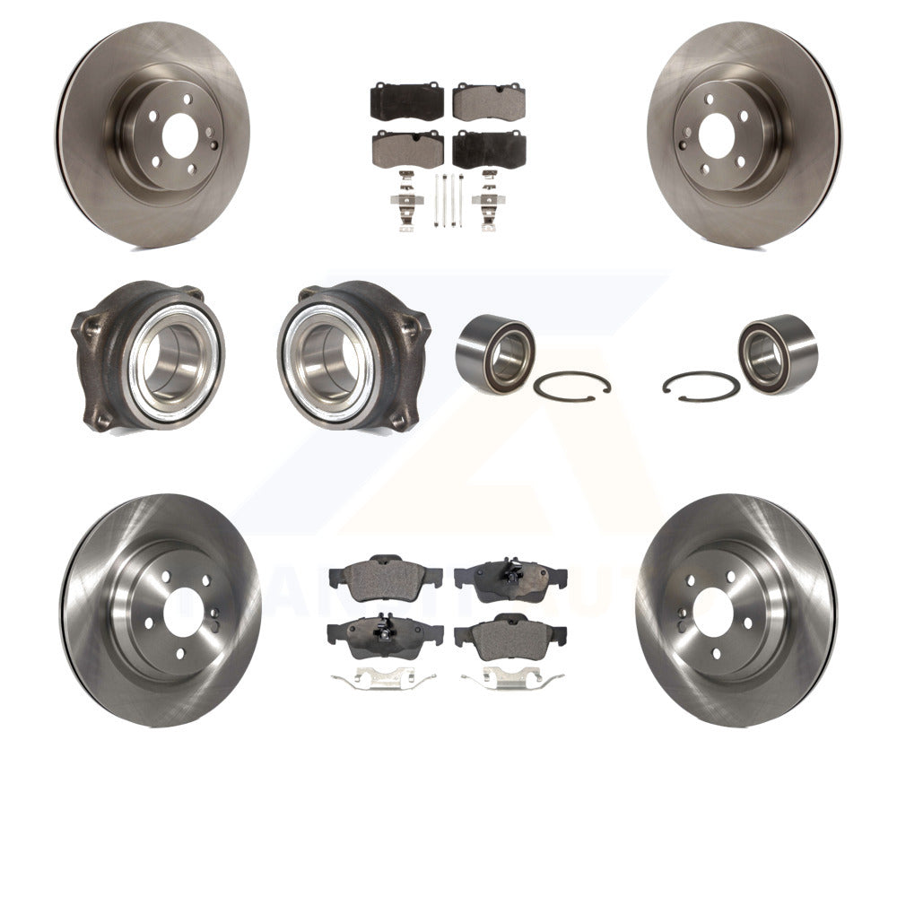 Front Rear Wheel Hub Bearings Assembly Disc Brake Rotors And Ceramic Pads Kit (10Pc) For Mercedes-Benz S550 CL550 S350 KBB-107136 by Transit Auto